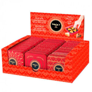 Boite Métal 4 coeurs chocolat au lait fondant truffé de praliné